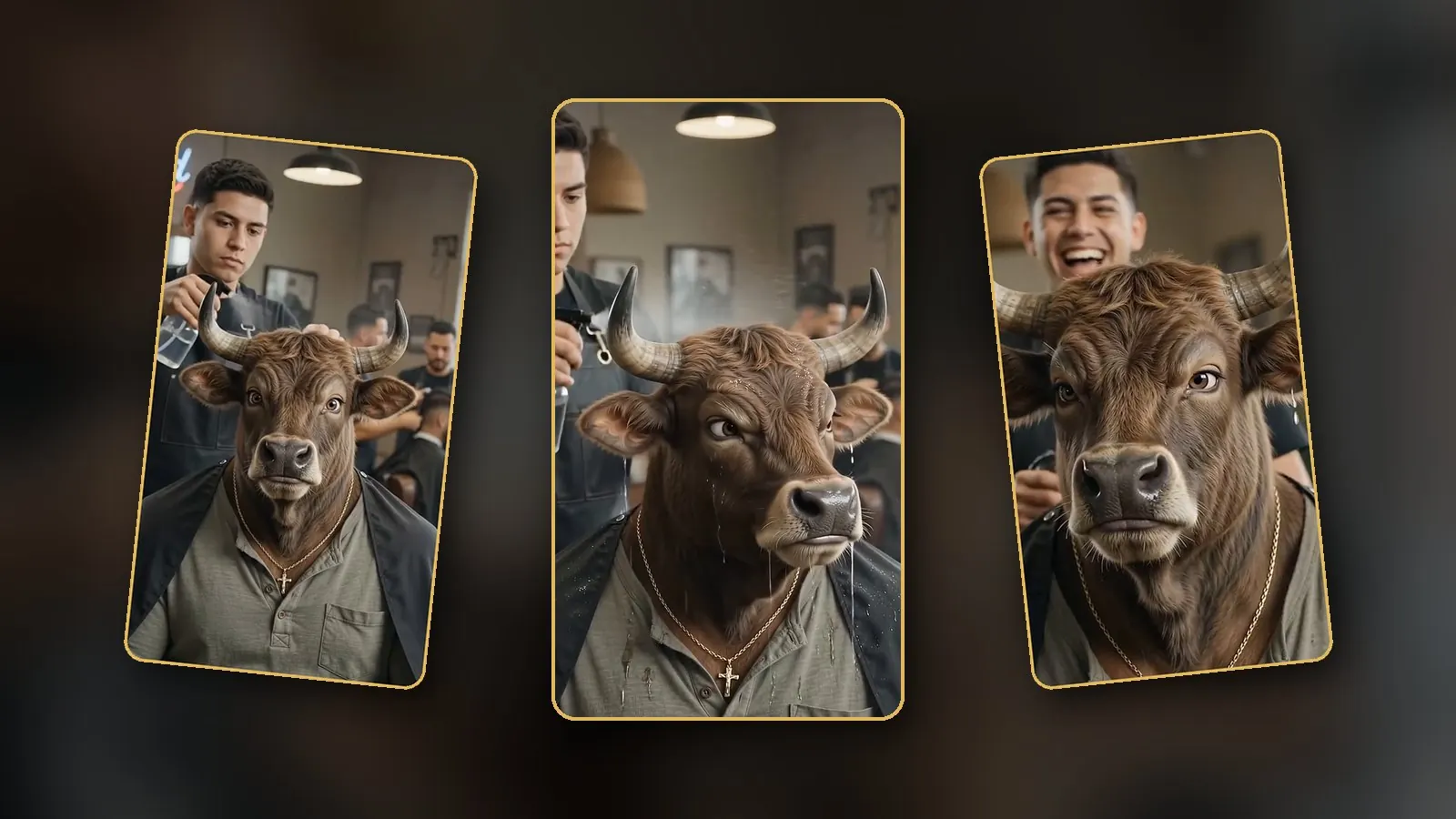 Three frames from the Don Toro barber Short